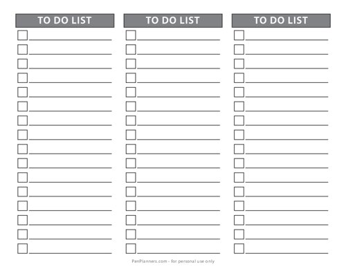 3 Column To Do List