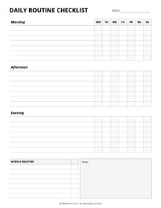 Daily Routine Checklist