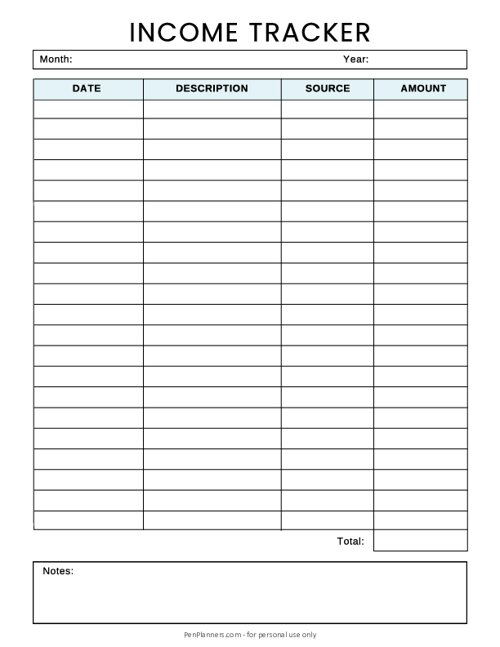 Income Tracker Template