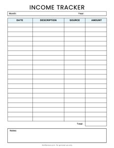 Income Tracker Template