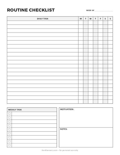 Routine Checklist