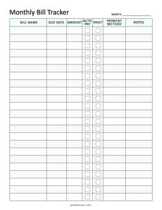 Monthly Bill Tracker