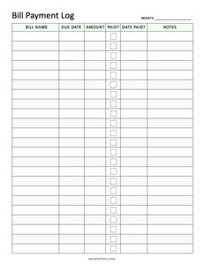 Bill Payment Log