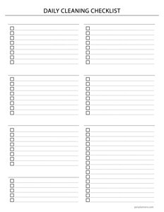 Daily Cleaning Checklist (Blank)