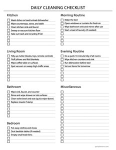 Daily Cleaning Checklist
