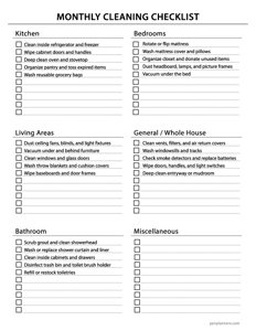 Monthly Cleaning Checklist