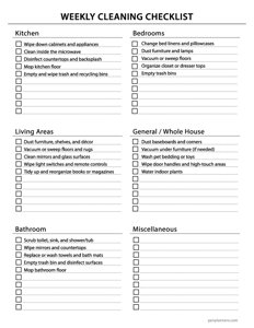 Weekly Cleaning Checklist