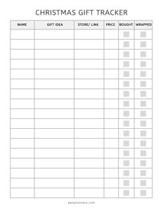 Christmas Gift Tracker Template