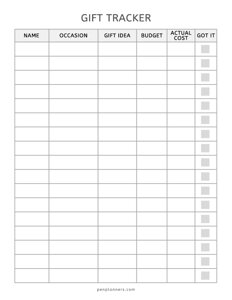 Gift Tracker Template