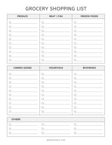 Grocery Shopping List Template