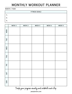 Monthly Workout Planner