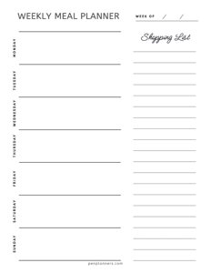 Weekly Meal Planner Template