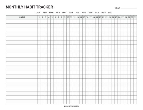 Monthly Habit Tracker Template