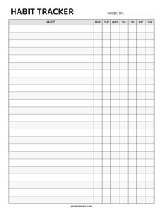Weekly Habit Tracker Template