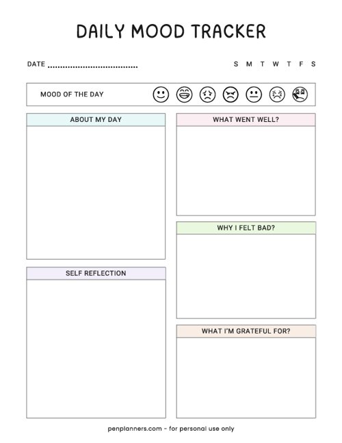 Daily Mood Tracker Template