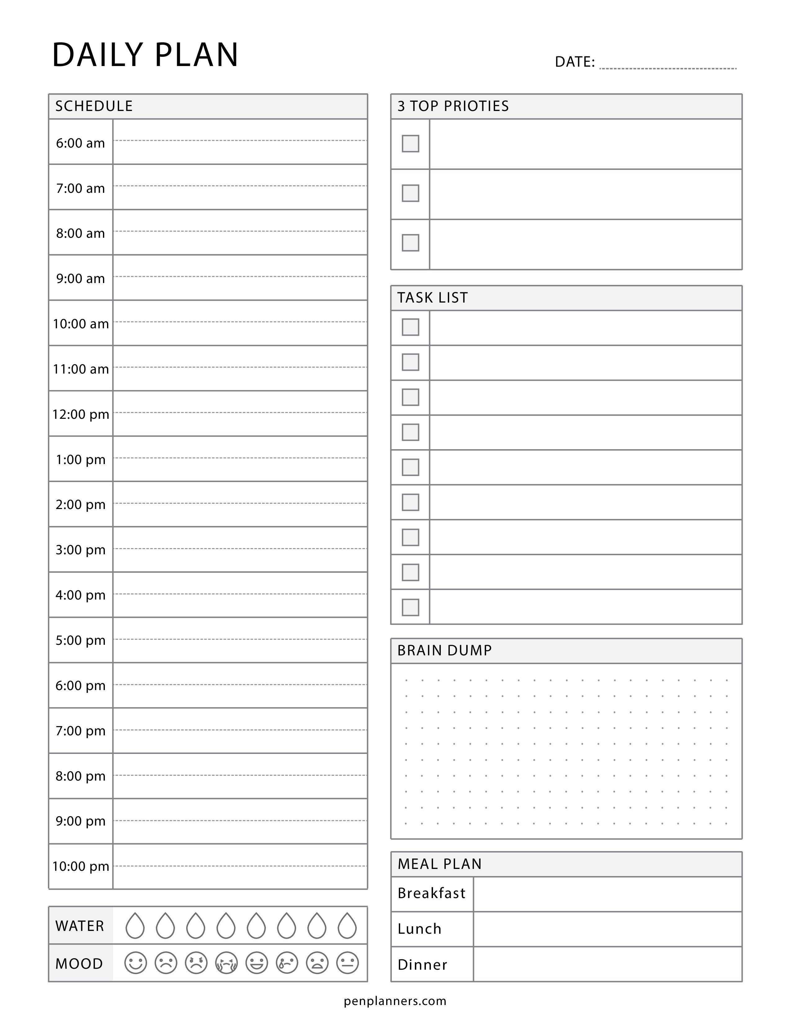 Daily Planner Template with Hourly Time-Blocking