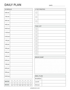 Daily Planner Template with Hourly Time-Blocking