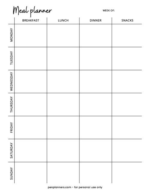Minimalist Meal Planner