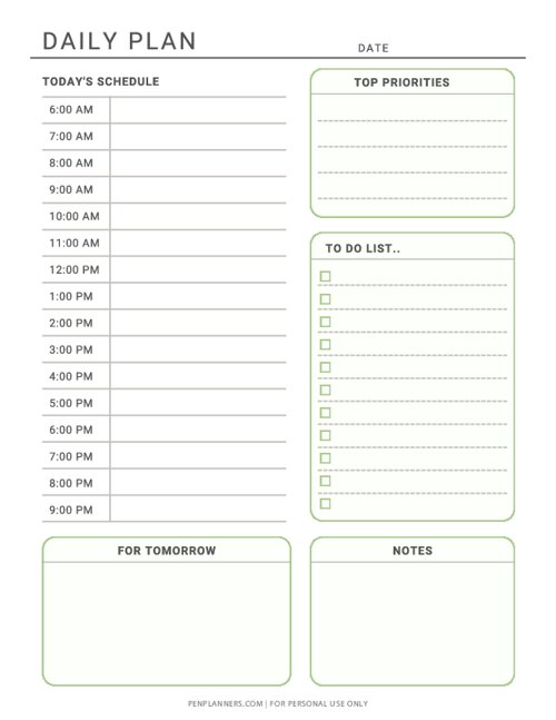 Daily Plan