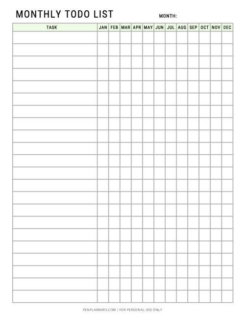 Monthly To-Do List