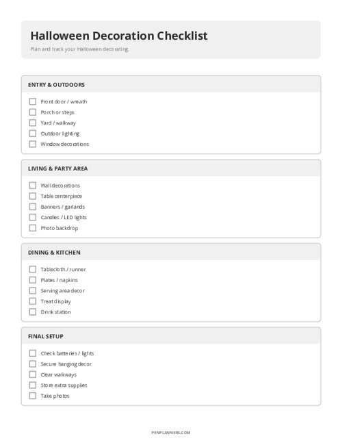 Halloween Decoration Checklist