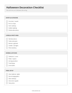Printable Halloween Decoration Checklist