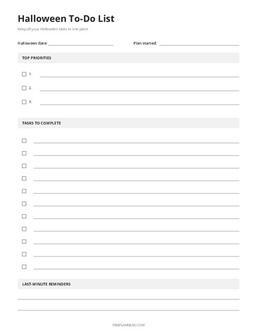 Halloween To-Do List Template